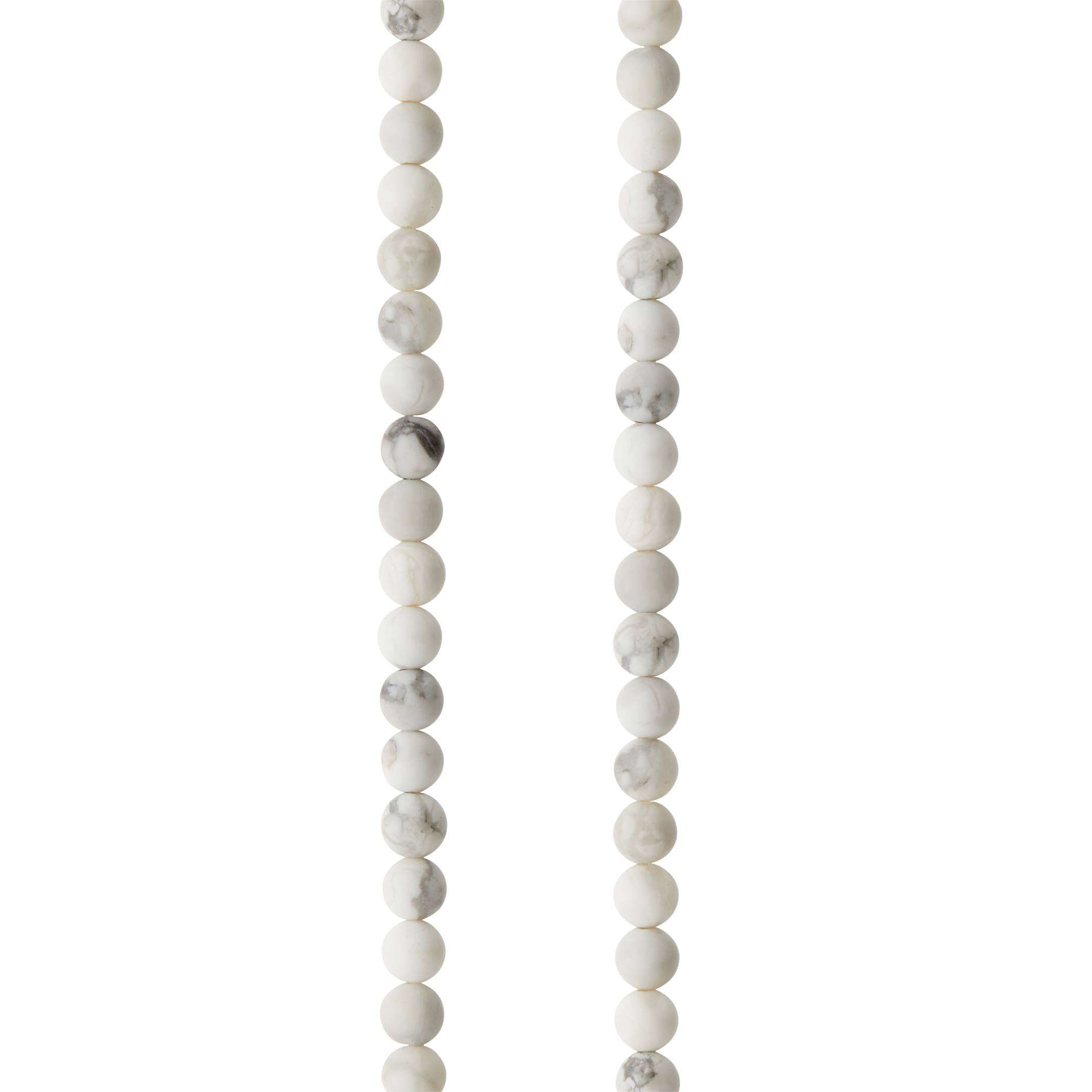 12 Pack: White & Gray Matte Howlite Round Beads, 4mm by Bead Landing™